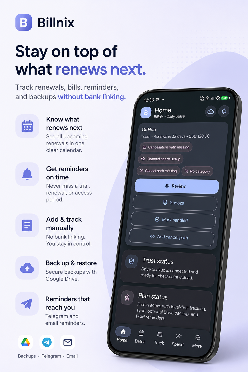 Billnix renewal tracking feature overview